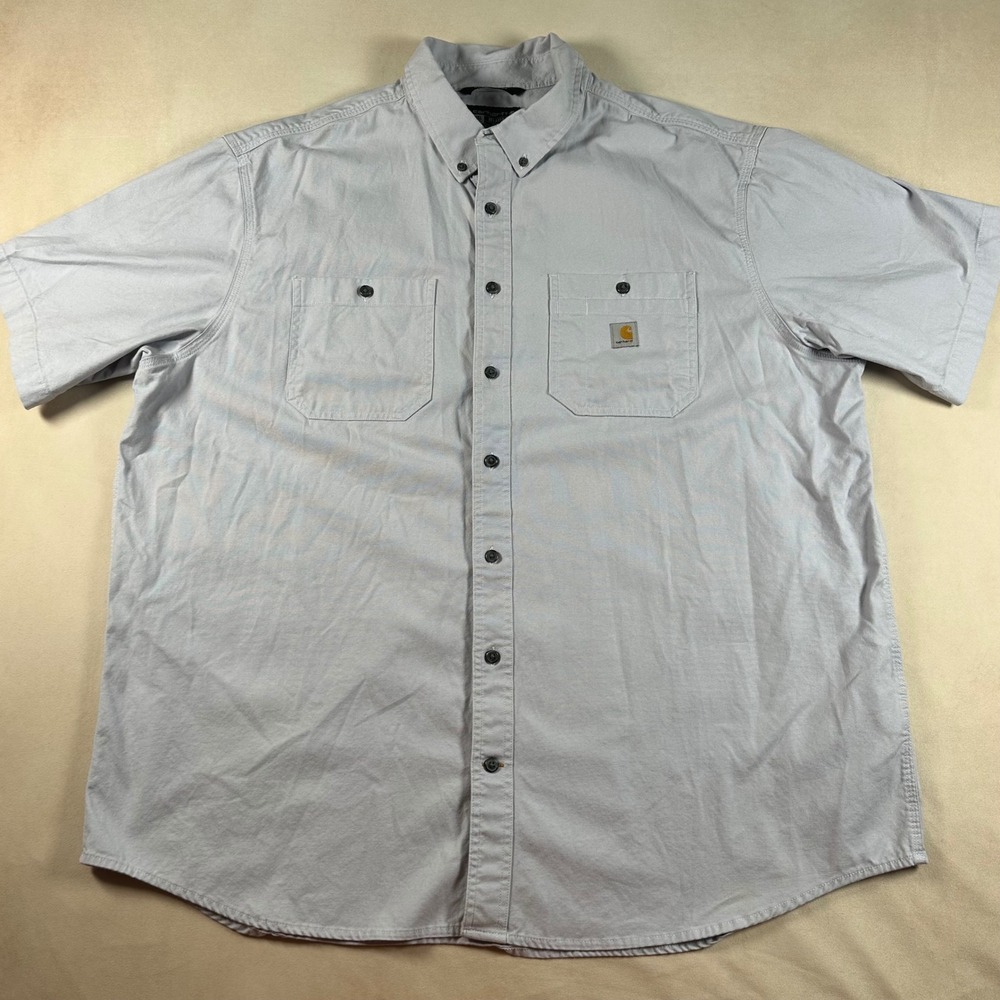 Carhartt 3XL Tall Rugged Flex Relaxed Fit Short Sleeve Work Shirt Gray 103555